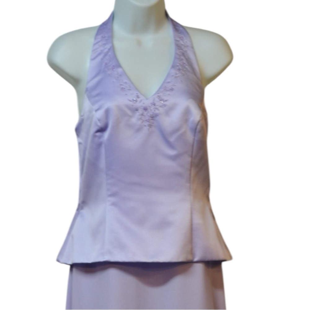 Formal Dress Satin Beaded Lavender 8